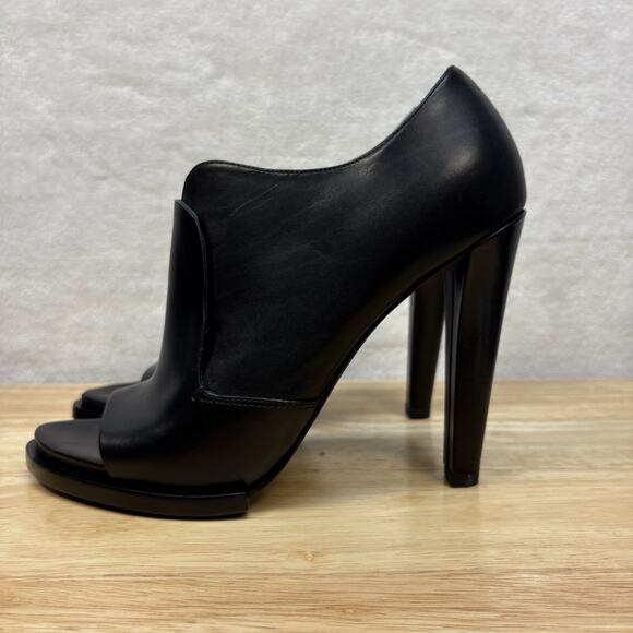Alexander Wang Luisa Black Leather Open Peep Toe Booties High Heels Size EU 38 - Picture 6 of 16